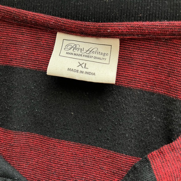 Size XL Royal Heritage Men’s Polo Shirt Red and Black Stripes - Picture 5 of 7